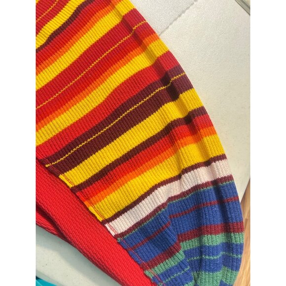 Free People Womens Red Color Block Striped Long Sleeve Jewel Neck Sweater Size X - Picture 7 of 8
